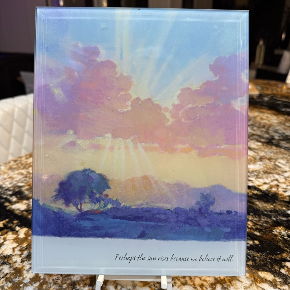 Hallmark 8x10” Sunrise Glass‎ Art with Inspirational Quote